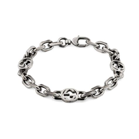 gucci silver bracelet men|gucci interlocking silver bracelet.